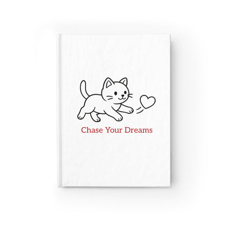 Framed artwork with a cat illustration and 'Chase Your Dreams' text on a white background