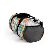 Duffel bag with beach pattern on a white background