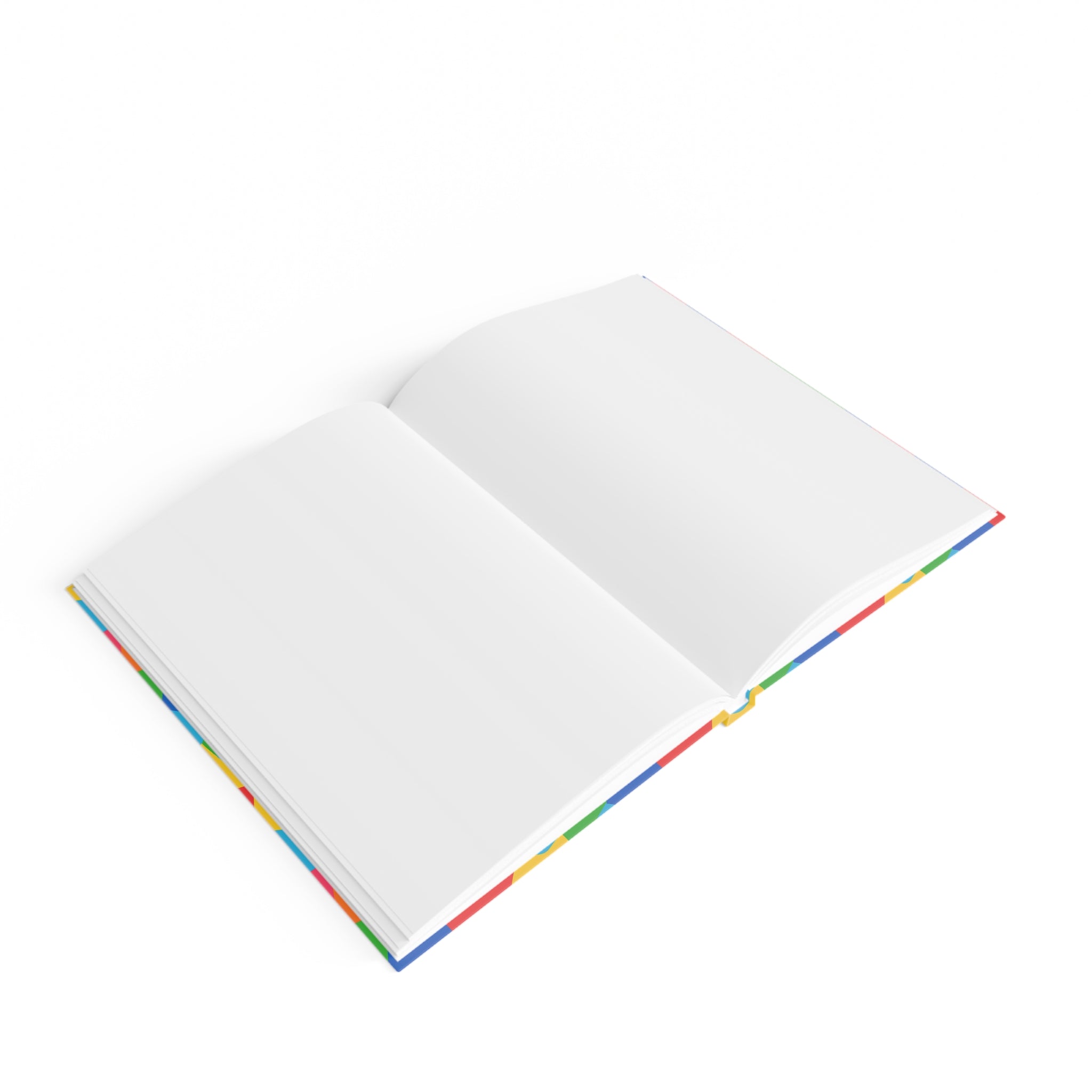 Open book with rainbow-colored edges on a white background