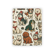 Jigsaw puzzle with Christmas-themed dog illustrations on a white background