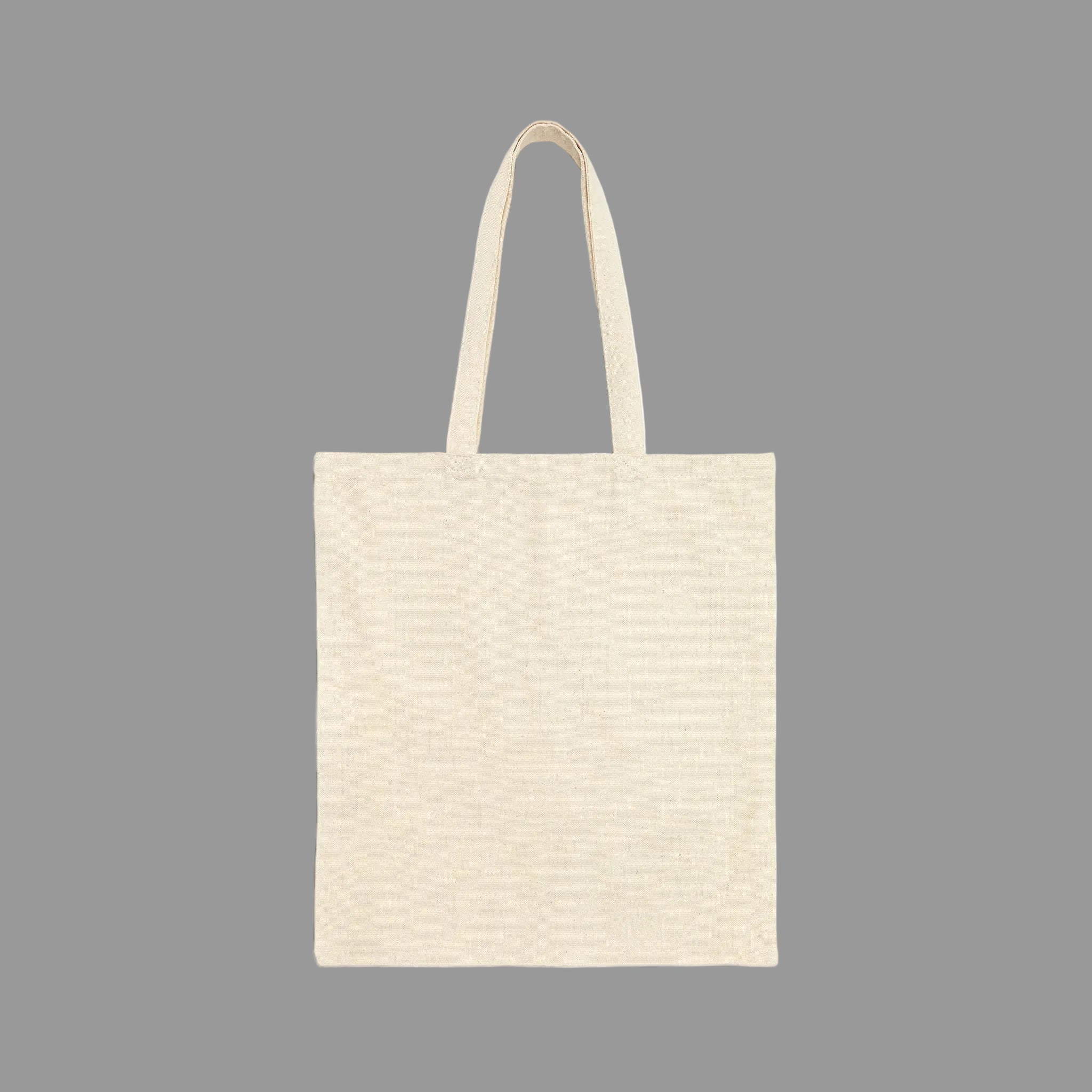 Beige tote bag on a gray background