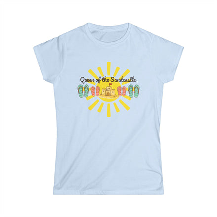 Light blue t-shirt with a colorful graphic design on a white background