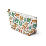 Pouch with beach-themed pattern on a white background