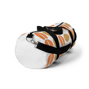 Duffel bag with a colorful pattern on a white background