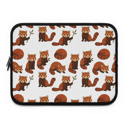 Playful red panda pattern laptop sleeve kawaii animal protective case neoprene. Laptop sleeve with red panda pattern on a white background