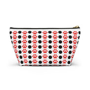 Pouch with red paw print pattern on a white background