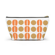Pouch with orange and brown pattern on a white background