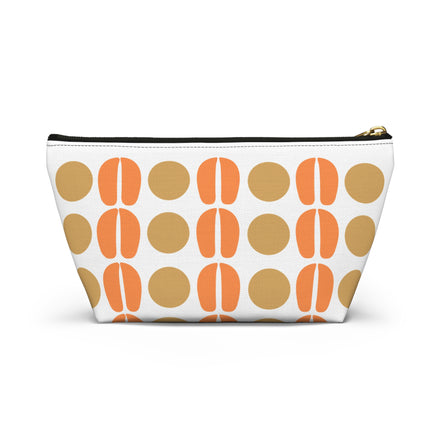 Pouch with orange and brown pattern on a white background
