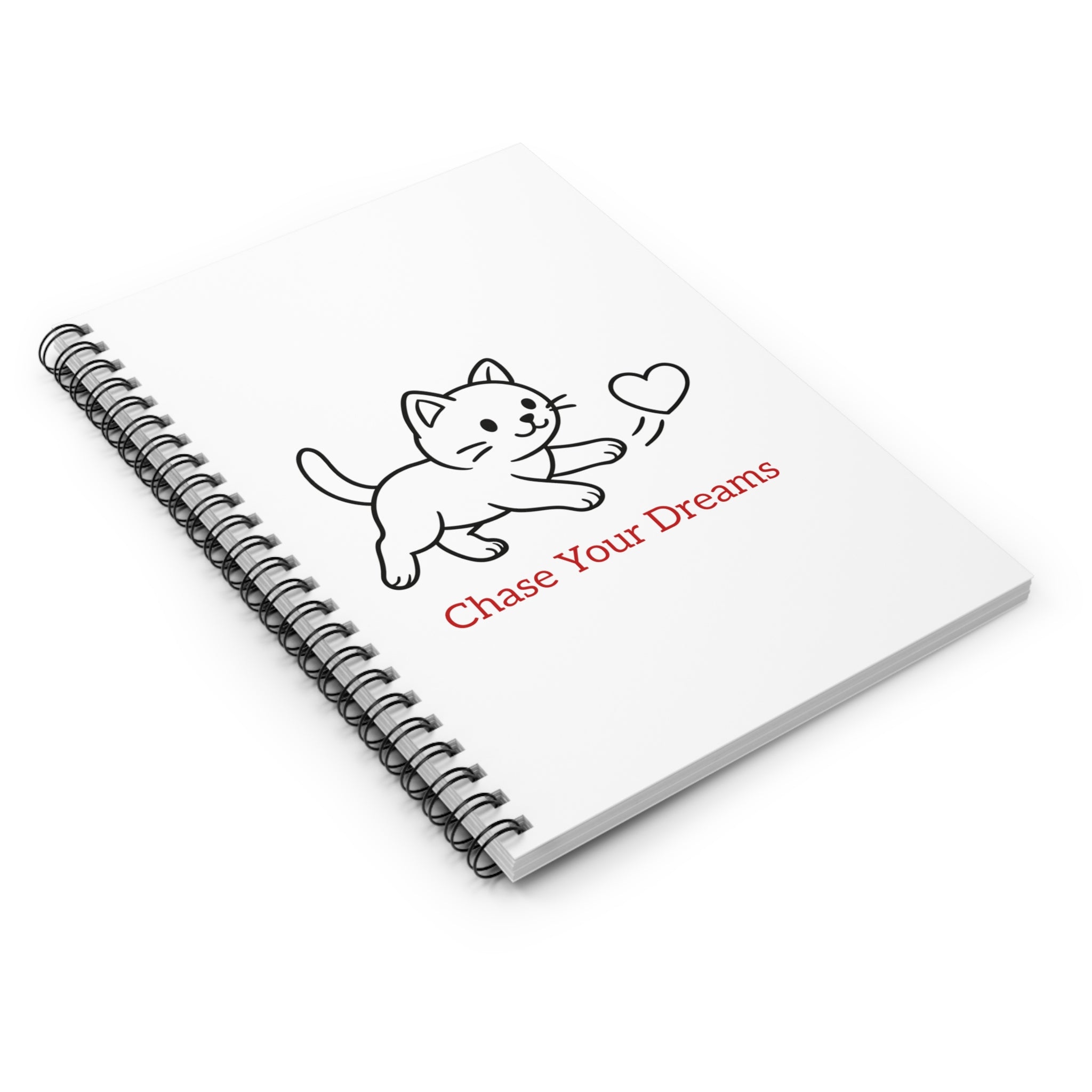 another angle of the white notebook with cat design.