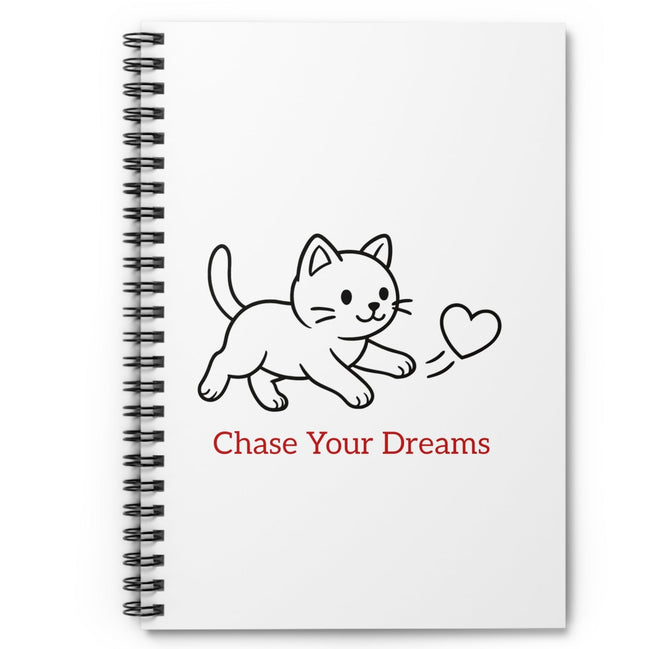 White notebook with cat design.
