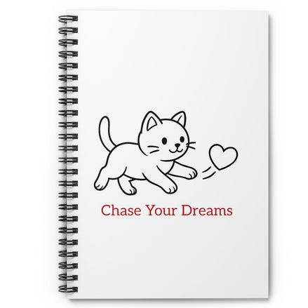 White notebook with cat design.