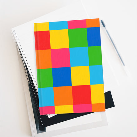 Colorful checkered notebook on a white background
