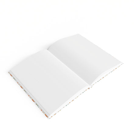 Open notebook with white pages on a white background