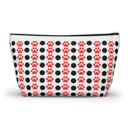 Pouch with red paw print pattern on a white background