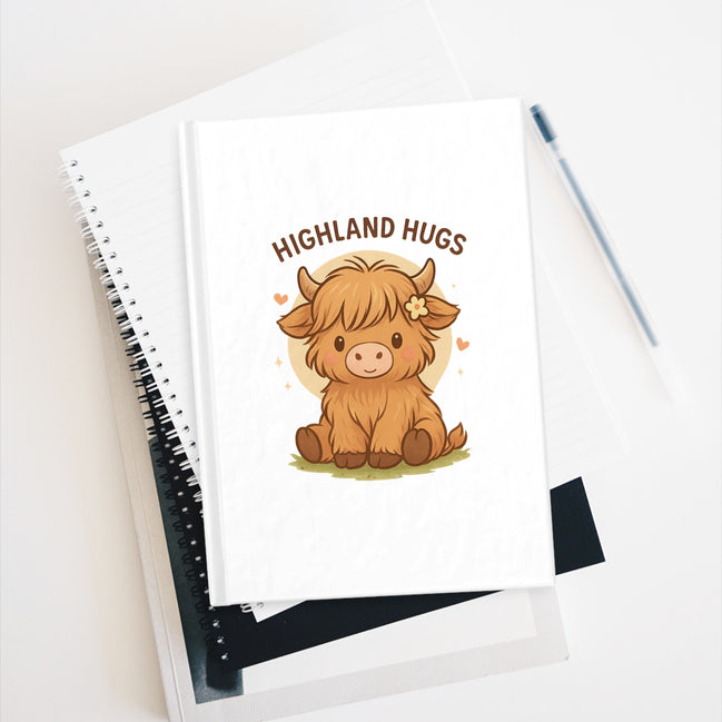 Highland Hugs Highland Cow Hardcover Journal — Blank Pages for Women & Teens
