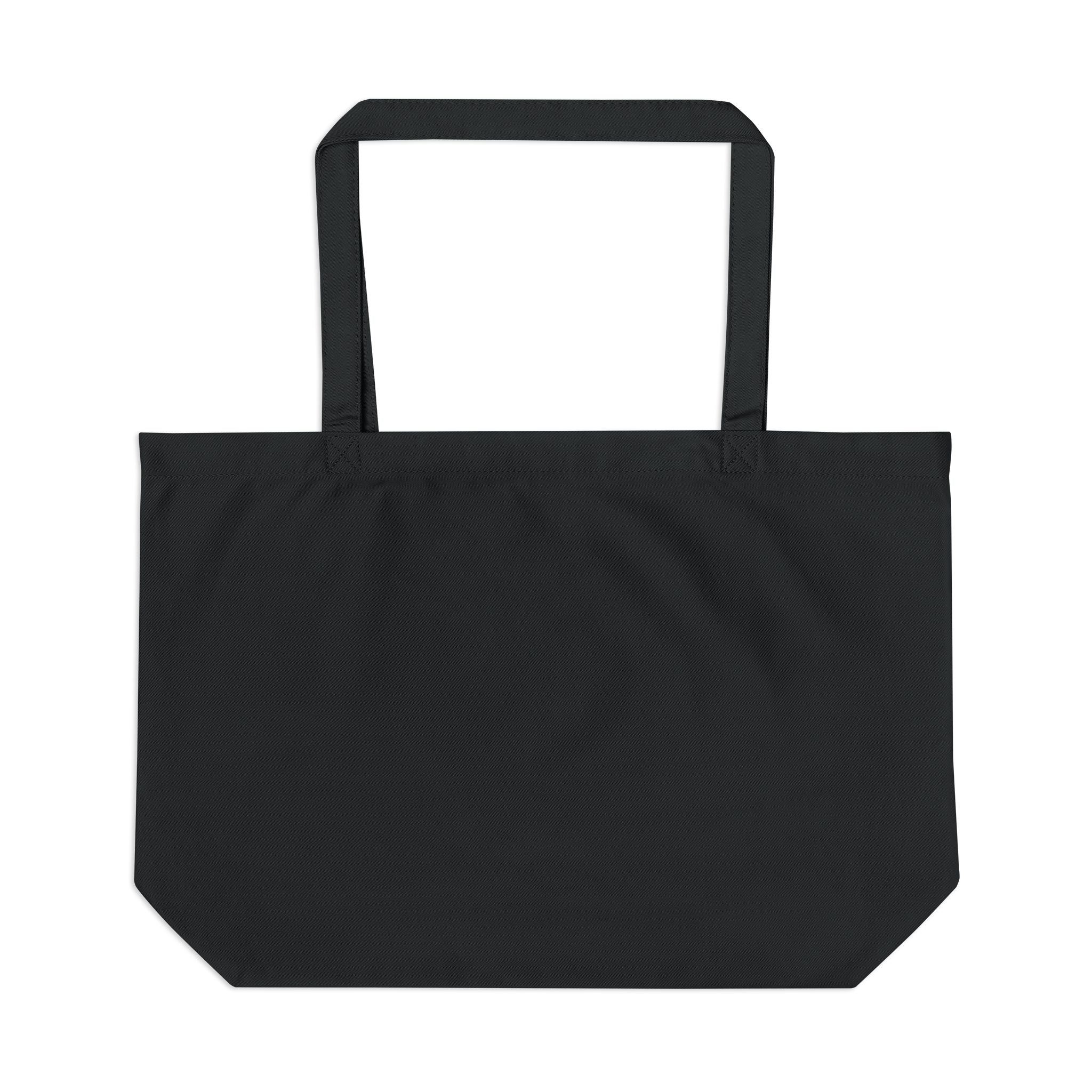 Black tote bag on a white background