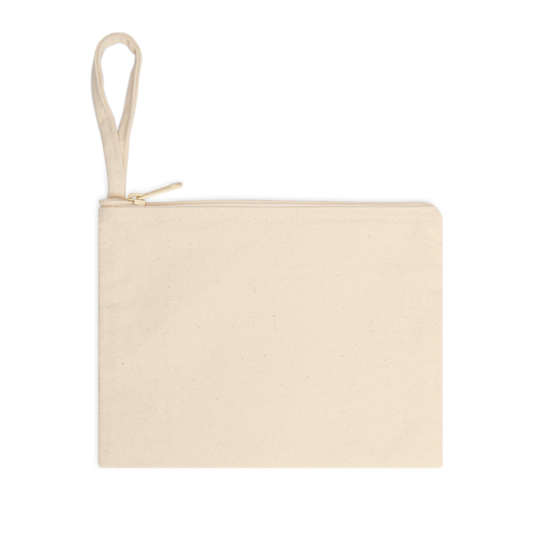 Beige pouch with a strap on a white background