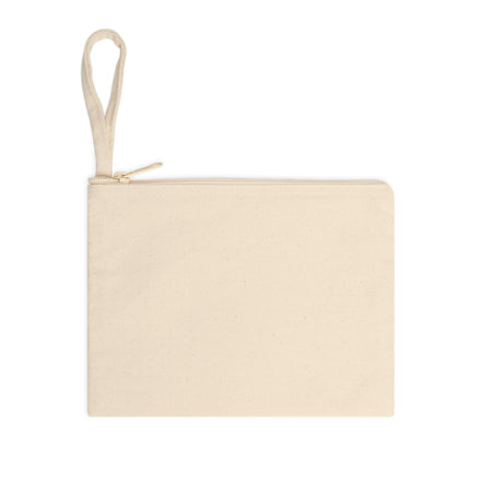 Beige pouch with a strap on a white background