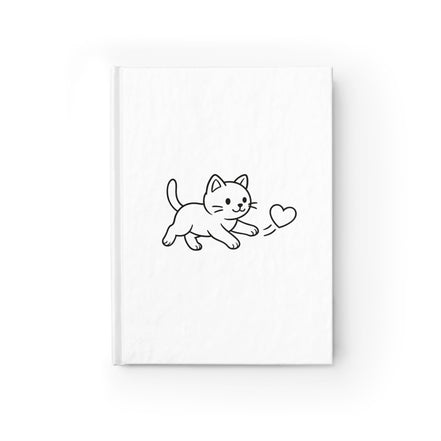 Framed artwork of a black line drawing of a cat holding a heart on a white background
