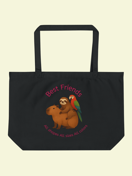 Best Friends Eco Tote - Sloth, Capybara & Parrot Reusable Shopping Bag Reb's Bags best-friends-eco-tote-sloth-capybara-parrot-reusable-shopping-bag-1596192