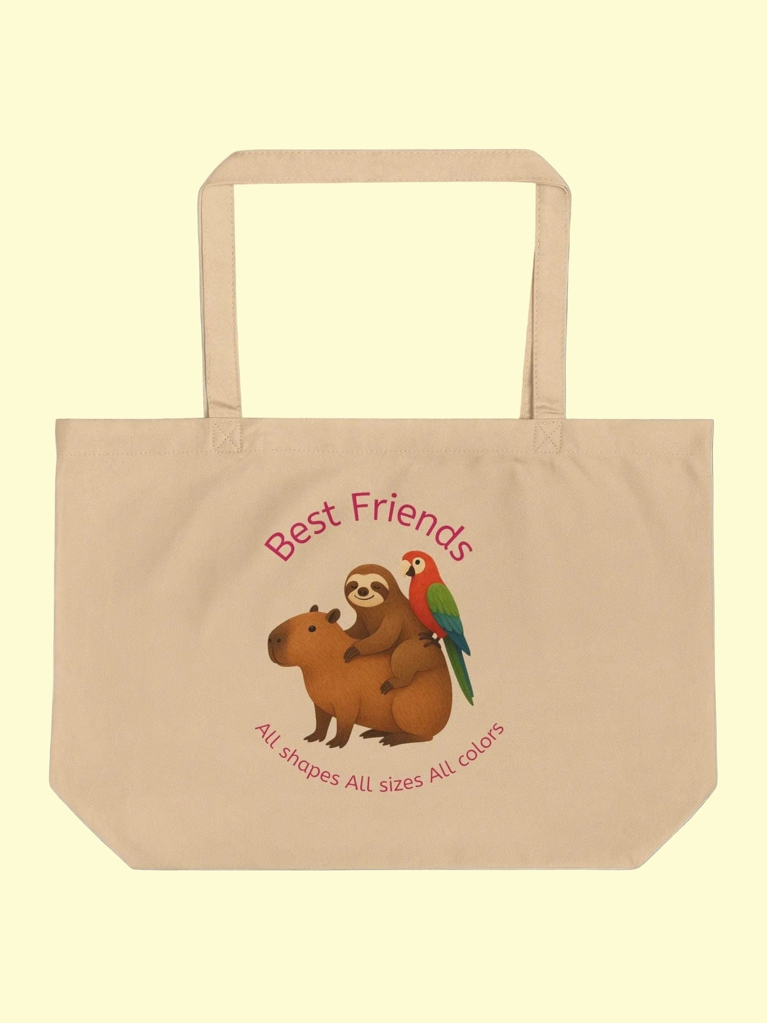 Best Friends Eco Tote - Sloth, Capybara & Parrot Reusable Shopping Bag Reb's Bags best-friends-eco-tote-sloth-capybara-parrot-reusable-shopping-bag-3513670