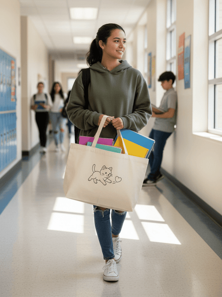 Eco Tote — Playful Kitten with Heart Canvas Tote Reb's Bags eco-tote-playful-kitten-with-heart-canvas-tote-1159708